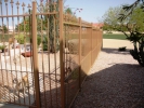 Decorative view fencing with spears and mesh for small animal protection