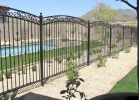 3-rail arched decorative pool fencing with scrolls