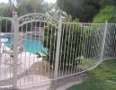 the arched, decorative gate & knuckles on the fencing