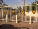 8' tall security fencing with bollards